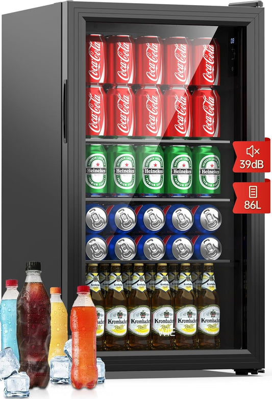 Mini-Koelkast – Drankkoelkast – Koelvitrine – Minibar – Bierkoelkast – 86 Liter Inhoud – 3 Verstelbare Planken