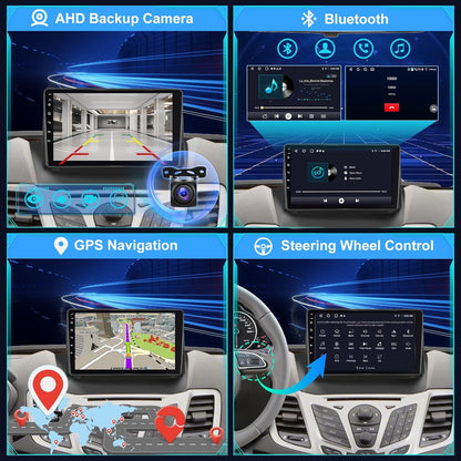 [2+64G]Android 13 Autoradio voor Ford Fiesta 2009-2017 met Wireless Carplay & Android Auto - 9 Inch Touchscreen Autoradio met WiFi GPS Mirror Link DSP FM/RDS Radio SWC + AHD Achteruitrijcamera