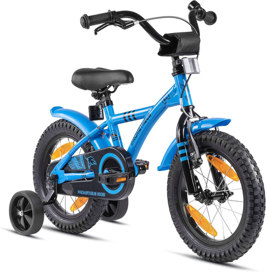 PROMETHEUS BICYCLES kinderfiets 14 inch fiets jongens meisjes van 4 jaar oude met zijwieltjes terugtraprem in blauw BMX