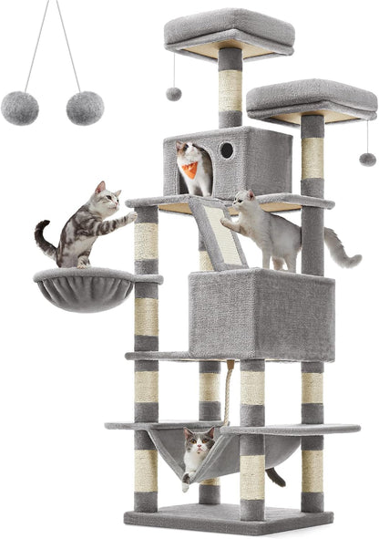 Kattenkrabpaal – Kattenboom – Krabpaal – Kattenhuis – Kattenmeubel – Ruim 168 cm Hoog – 13 Krabpalen Met Sisal