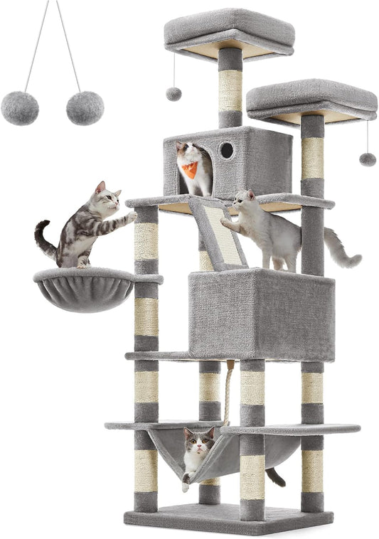 Kattenkrabpaal – Kattenboom – Krabpaal – Kattenhuis – Kattenmeubel – Ruim 168 cm Hoog – 13 Krabpalen Met Sisal