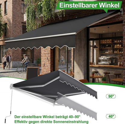Aluminium Balkonluifel – Zonwering – Cassette Luifel – Knikarm Luifel – Zonneluifel – 2,5 x 2 Meter – Waterdicht Polyester – Robuust Aluminium Frame