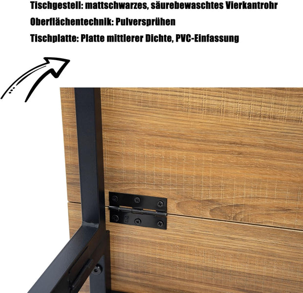 Computertafel - Computerbureau - Laptoptafel - Inklapbaar Kleine Tafel - Werktafel - Bijzettafel - met Wieltjes - Opvouwbare - IndustriëLe Stijl - voor - Thuis - Kantoor - 80 x 58 x 79 cm - Notenhout Verf