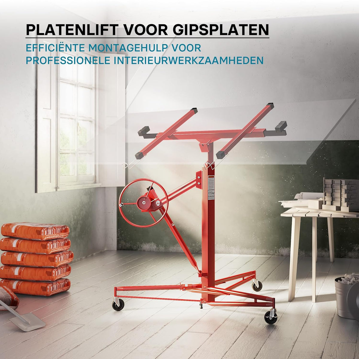 Platenlift XXL set - montagehulp XXL 350 cm + verlengstuk 140 cm - tot max. 465 cm en 68 kg