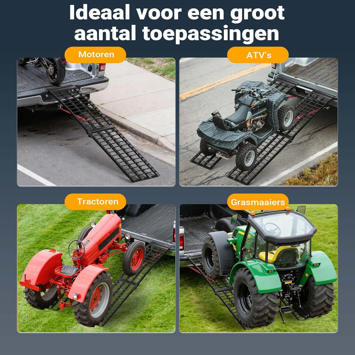 Oprijplaat aluminium opvouwbaar – 274cm 680kg – motoroprijplaat oprijsteun oprijplank