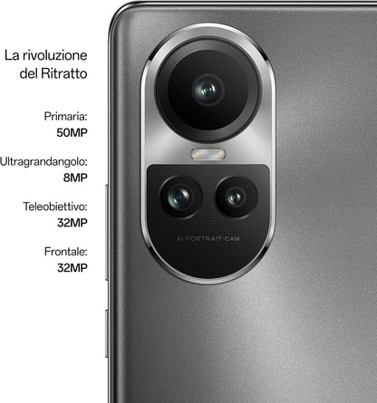 OPPO Reno10 Pro Smartphone 5G, AI Drievoudige Camera 50 + 32 + 8 MP, Selfie 32 MP, Display 6,7 inch 120 Hz AMOLED, 4600 mAh, RAM 12 GB (Esp 24 GB) ROM 256 GB, autohouder, Italiaanse versie, kleur