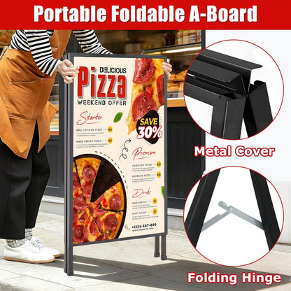 WIIGO A1 A Boards Pavement Signs A Frame Sign Board - Dubbelzijdige Sandwich A-Board Poster Sign Display Stand met 2 Anti-Glare Covers en Golfplaten voor Zaken, Restaurant, Reclame