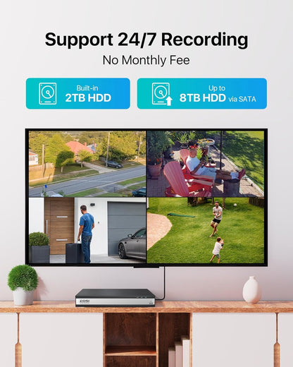 ZOSI 1080P Outdoor Bewakingscamera Set, 16CH DVR met 12x 2MP Beveiligingscamera 2TB Harde Schijf, Bewegings Detectie en Direct Alarm, Toegang op Afstand