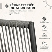 Outsunny Tuinmeubelset van polyrotan, 3-delig, stalen frame, 2 stoelen + 1 salontafel, kussens, grijs