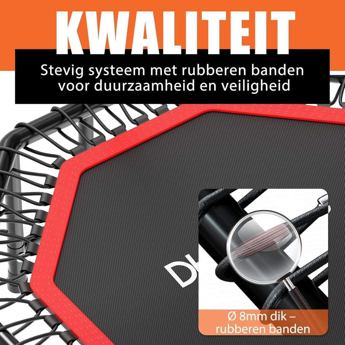 DH FitLife Indoor Fitness Trampoline opvouwbaar zonder installatie | Ø121 cm (48 inch) | Draagvermogen 150 kg | 3 verstelbare handgreepniveaus | Stevig en stil