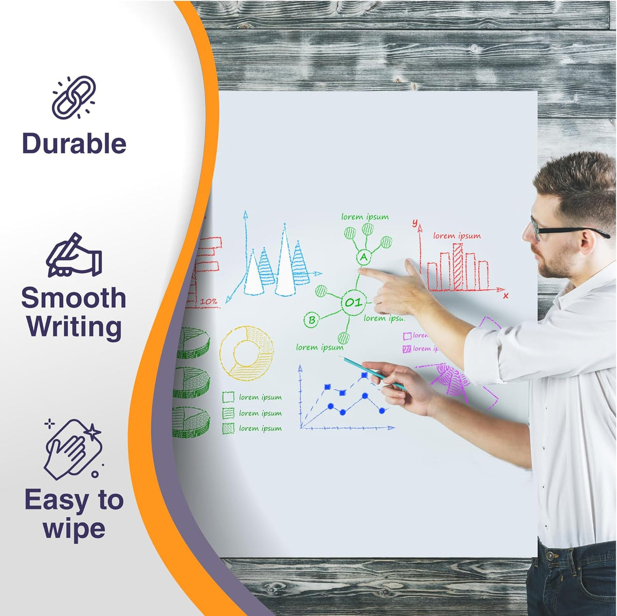 Grote Magnetisch Whiteboard Sticker voor Muur 250 x 120 cm – Zelfklevend Whiteboard Folie Droog Uitwisbaar voor Kantoor, Thuis, Speelkamer