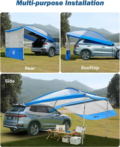 JOYTUTUS Auto SUV achterkleptent, universele waterdichte achtertent, campingtent met muggennet, achterklep, luifel, zonwering voor trekking, camping, outdoor, hiking