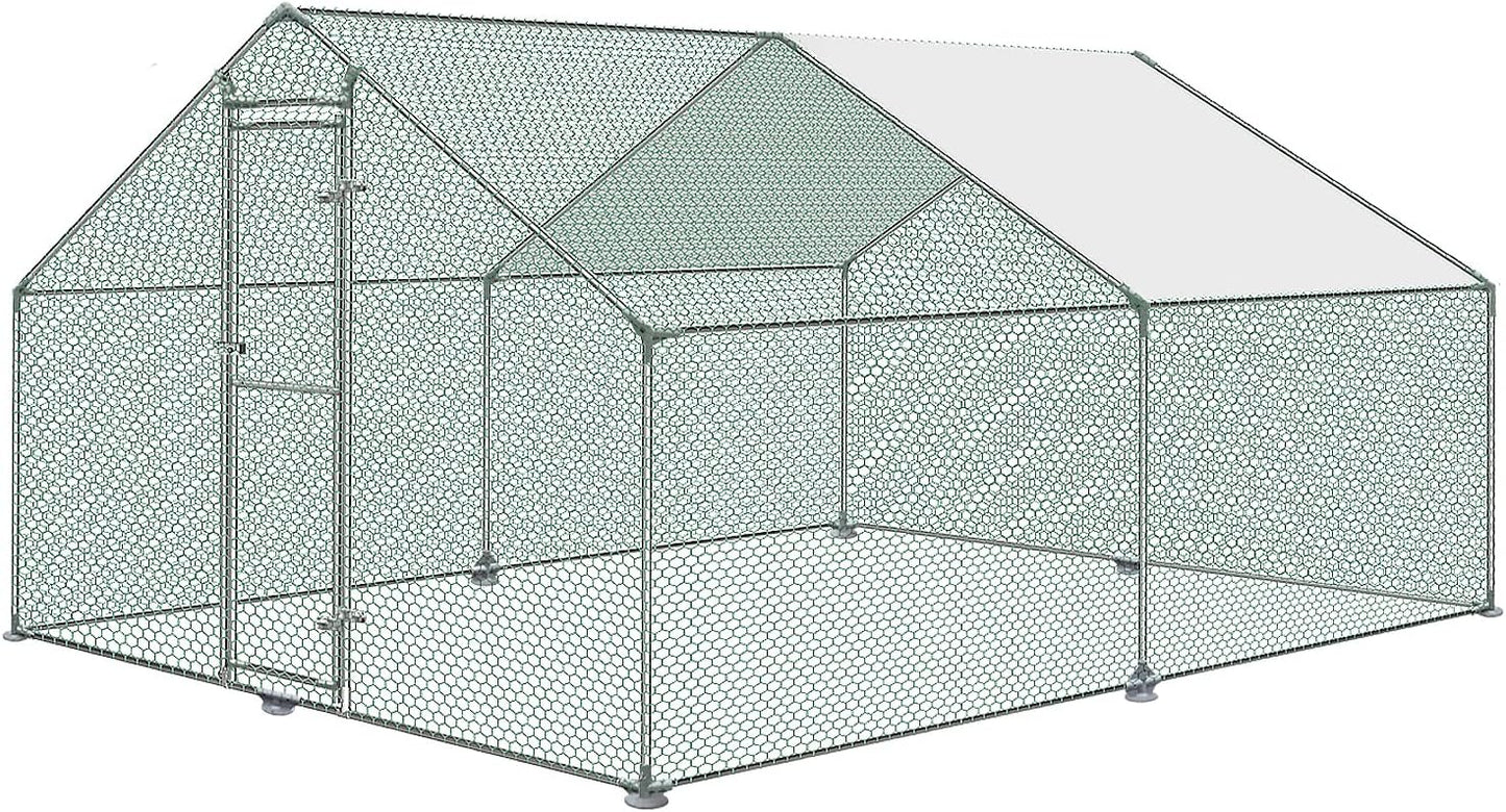 Kippenhok – Kippenren – Vogelslaapplaats – Volière – Kippenkooi – 4 x 3 x 2 m – Verzinkt Staal – Waterdicht Schaduwrijk PE-dak