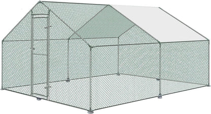 Kippenhok – Kippenren – Vogelslaapplaats – Volière – Kippenkooi – 4 x 3 x 2 m – Verzinkt Staal – Waterdicht Schaduwrijk PE-dak