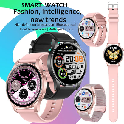 Smartwatch Damen met Bluetooth Bellen, 1,43" AMOLED Touchscreen Slimme Horloge, 5ATM Waterdicht 123 Sporthorloges, SpO2, Hartslagmeter, Slaapmonitor, Fitnesstrackerhorloge voor Android iOS (Roze)