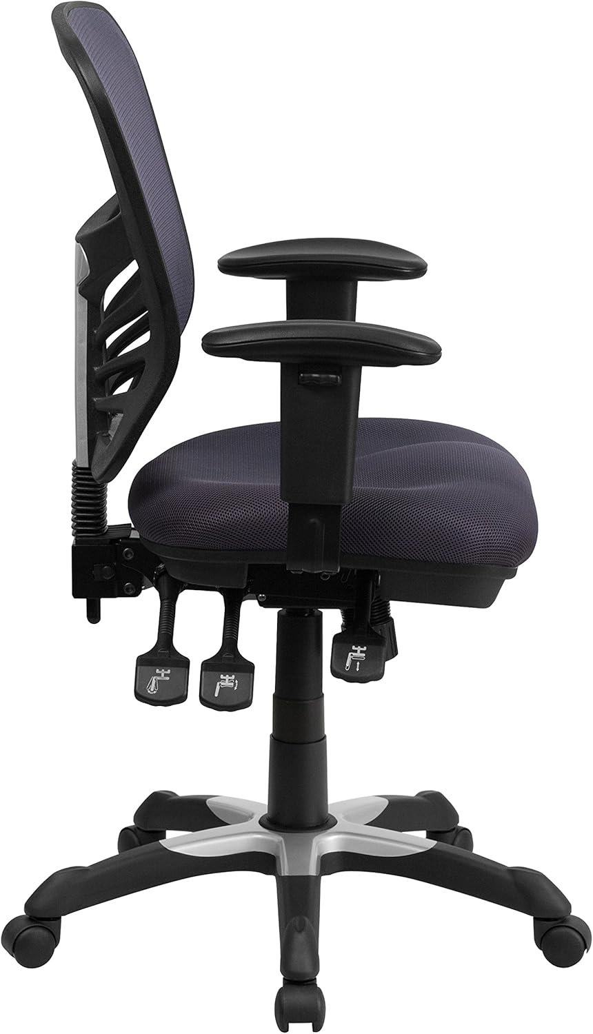 Directiebureaustoel – Bureaustoel – Kantoorstuhl – Gamingstoel – Werkstoel – Donkergrijs – Ergonomisch Met Ademend Gaas – Verstelbare Armleuningen En Rugleuning