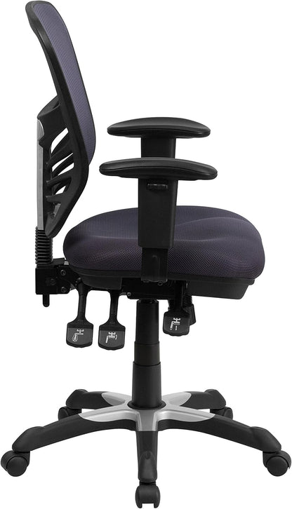 Directiebureaustoel – Bureaustoel – Kantoorstuhl – Gamingstoel – Werkstoel – Donkergrijs – Ergonomisch Met Ademend Gaas – Verstelbare Armleuningen En Rugleuning