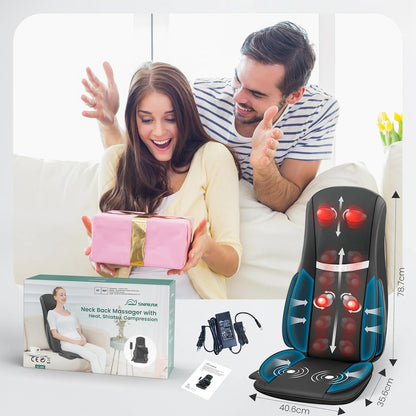 Snailax Verbeterd Shiatsu massagekussen met warmte, massagekussen met compressie, kneden, trillingen, full-body massageapparaat voor rug, nek, schouder, rugmassageapparaat, geschenken