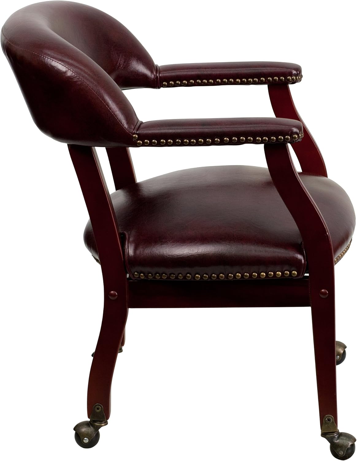 Flash Furniture Sarah Oxblood Conferentiestoel, vinyl, luxe, met accent nagelbekleding en wielen