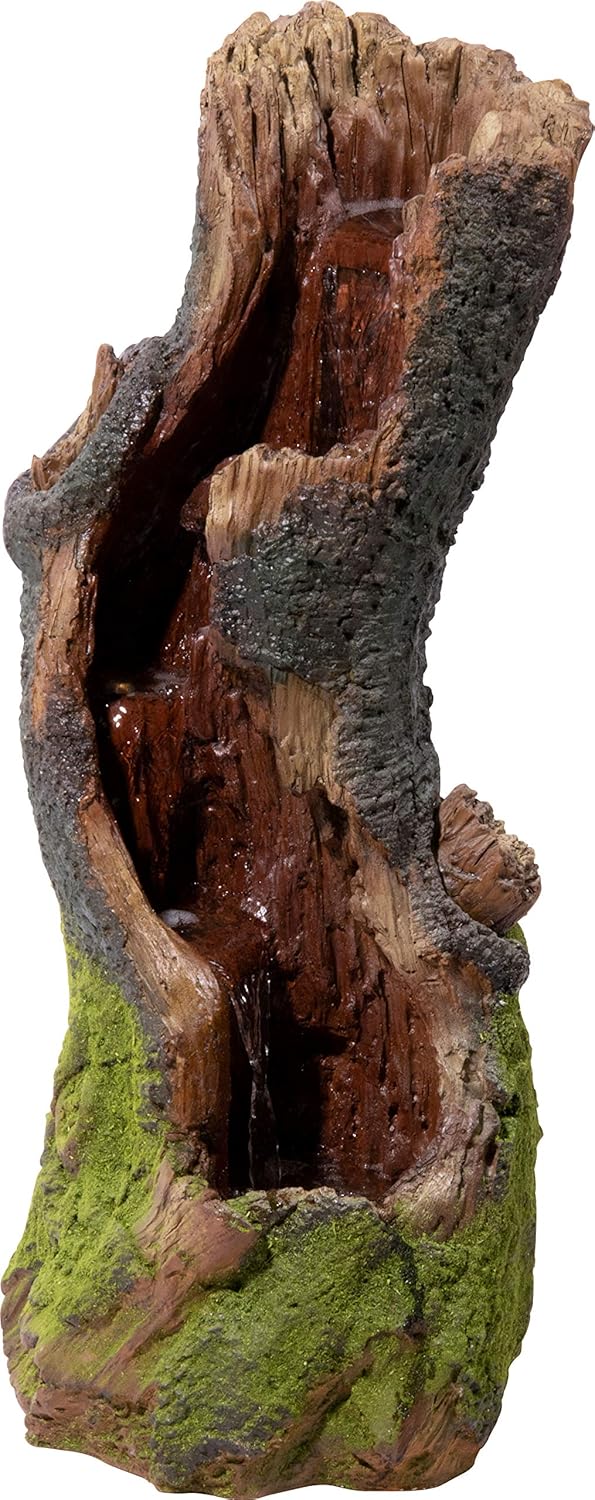 dobar® 96310e Tuinfontein met groot design, natuurgeest, terrasfontein met ledverlichting, waterval van polyhars, fontein voor buiten, decoratieve sierfontein, boomlook, 33 x 28 x 78 cm