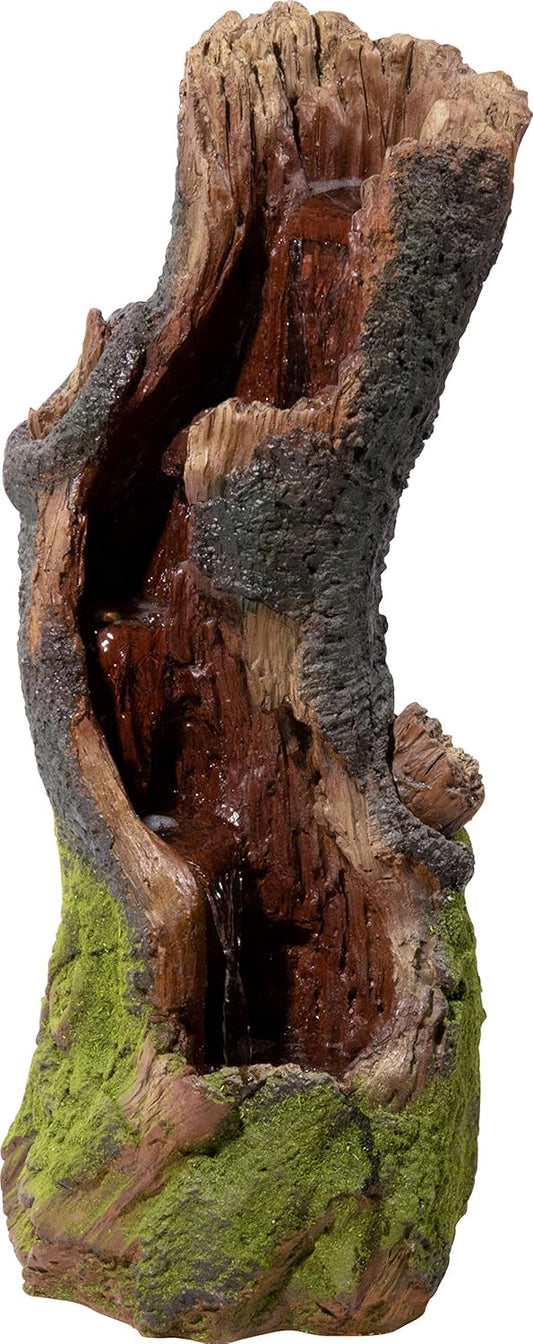dobar® 96310e Tuinfontein met groot design, natuurgeest, terrasfontein met ledverlichting, waterval van polyhars, fontein voor buiten, decoratieve sierfontein, boomlook, 33 x 28 x 78 cm