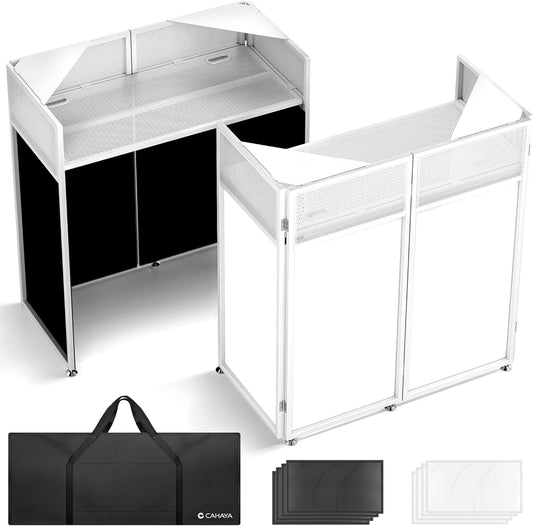 Opvouwbare DJ-Tafel – DJ-Booth – DJ-Stand – DJ-Meubel – Wit – 104 x 52 cm Werkblad – Kabelopeningen En Verborgen Kanalen