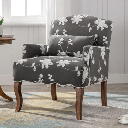 Modern Accent Chair Lounge Tub Armchair in Bed Linen, Upholstered Single Sofa Occasional Leisure Chair for Bedroom/Living Room/Reading, Grey