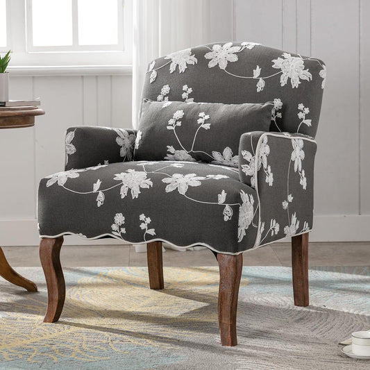 Modern Accent Chair Lounge Tub Armchair in Bed Linen, Upholstered Single Sofa Occasional Leisure Chair for Bedroom/Living Room/Reading, Grey