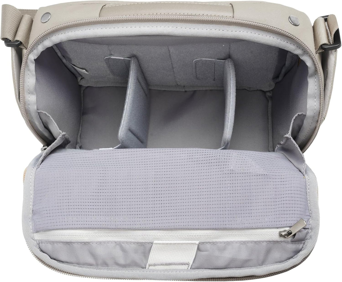 Camera Schoudertas – Cameratas – Fototas – Fotografentas – Schoudertas Voor Camera – Crème, 4 Liter – Voor APS-C Of Kleine Full-Frame Camera Met Maximaal 2 Lenzen – 8 Inch Tabletvak En Regenhoes