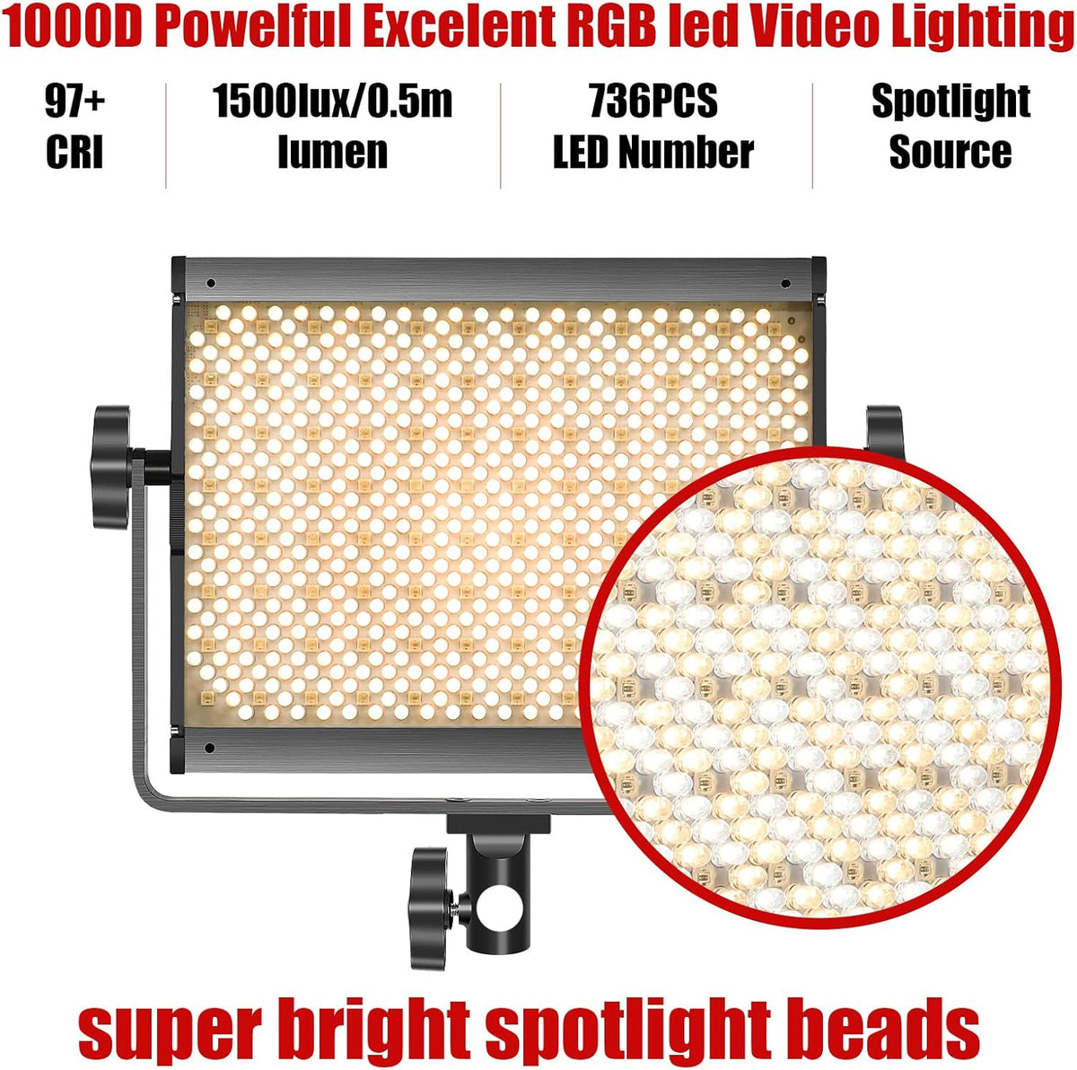 RGB Led-videolamp – Videolicht – Videoverlichting – Studiolamp – Fotolicht – 1 Lichtpaneel – App-bediening – 8 Scènemodi