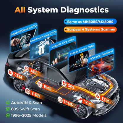 OBD2 Diagnoseapparaat – Autodiagnose Scanner – Foutcode Lezer – Auto Diagnose Tool – Systeemscanner – Bluetooth Draadloos – 5,5 Inch Touchscreen