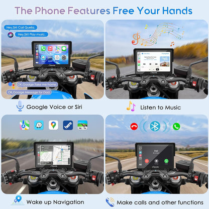 Carpuride W502B Pro voor B.M W Motorfiets CarPlay & Android Auto & Dual Bluetooth, 5" Waterdicht GPS Navigatiescherm voor Motorfiets, Muziek Delen, Intercom, EQ, Lichtsensor, Kompas, Barometer