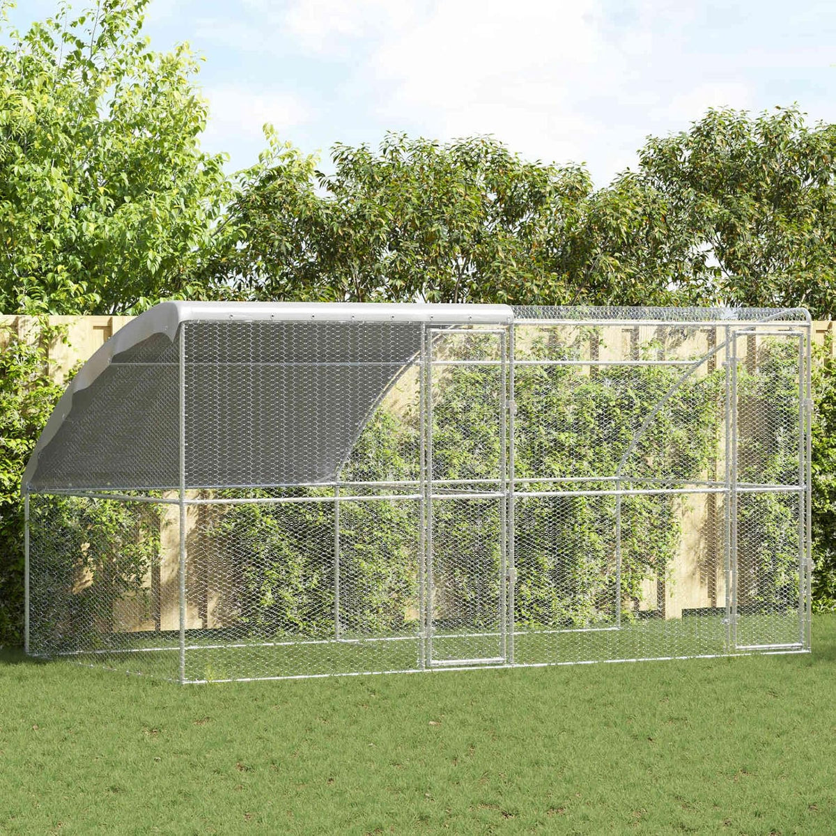 vidaXL Chicken Coop Silver 400 x 200 x 198.5 cm Galvanized steel,