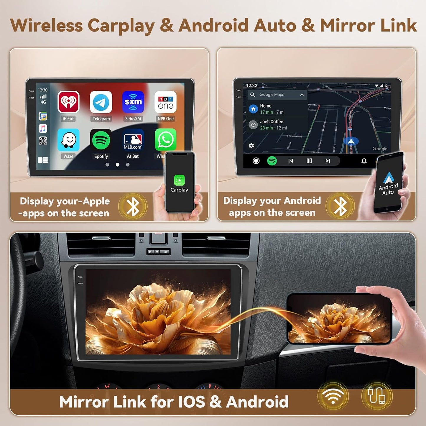 Autoradio Mazda 3 – Multimedia Systeem – Navigatie – Bluetooth Radio – DAB+ Radio – 9 Inch Touchscreen – Draadloos CarPlay & Android Auto