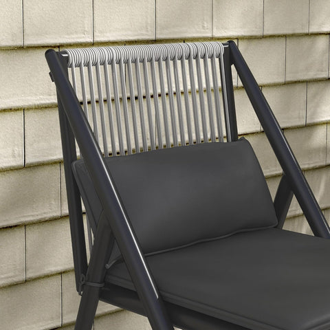 Outsunny Bistroset voor de tuin, bistroset, 3-delig, 2 stoelen met kussens + ronde salontafel, dienblad van gehard glas, aluminium frame, grijs