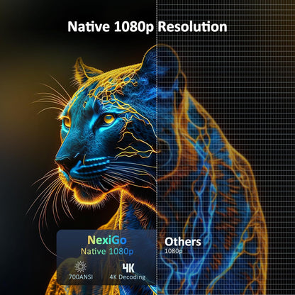 NexiGo PJ40 (Gen 3) Projector met WiFi en Bluetooth, D65 Gekalibreerd, Native 1080P, Ondersteuning voor 4K, Projector voor Buitenfilms, 20W Speakers, Compatibel met TV Stick, iOS, Android