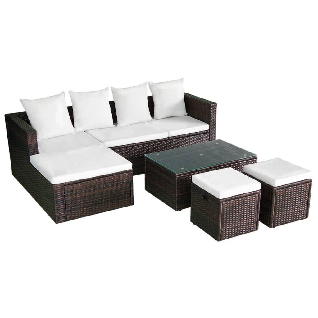 Loungebank – Loungeset – Hoekbank – Bank – Tuinbank – Grijs – 4-delig – Weerbestendig PE-rattan – Verstelbare Hoek