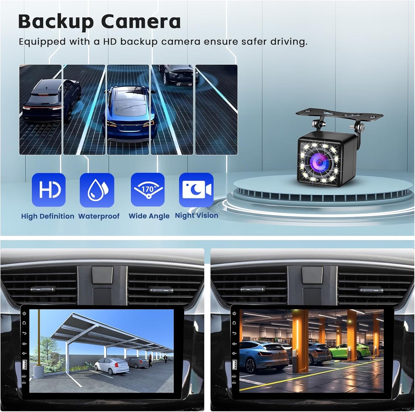 Hikity Autoradio 1 Din mit Apple Carplay Android Auto Auto Radio Touch Display mit 9 Zoll Bildschirm Mirror Link FM USB SWC Autotadio Bluetooth mit Rückfahrkamera
