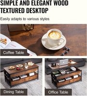 Koffietafel - Table - Coffe table - Living Room Table - Lift Top salontafel - tafel met extra opbergruimte - omklapbare salontafel voor de woonkamer - 39.4in - Bruin - 65.81lbs