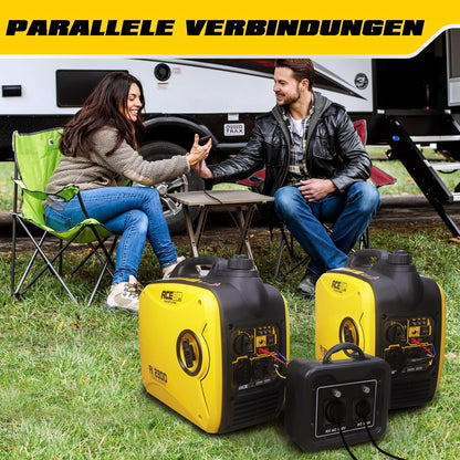 Aceup Energy Inverter stroomgenerator, 2000 watt, noodstroomaggregaat, stille benzine, stroomgenerator, licht, met USB 230 V, 12 V stopcontacten, 4-taktmotor, 19,8 kg