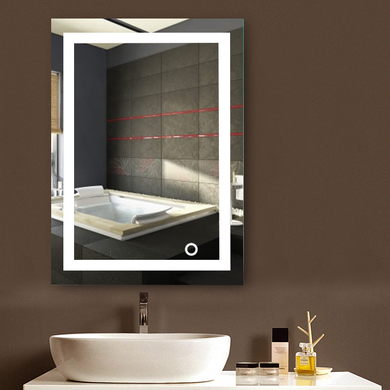 Badkamerspiegel – Wandscherm – Spiegelkast – Make-up Spiegel – Vergrotende Spiegel – Anti-Condens – 60x80 cm – Roestvrijstalen Frame