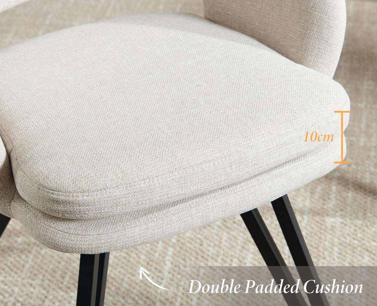 Draaistoelen Eetkamerstoelen – Keukenstoelen – Stoelen Set – Linnen Stoelen – Oatmeal Kleur – 180° Draaifunctie – Comfortabel 10 cm Dikte Zitkussen