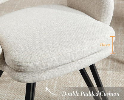 Draaistoelen Eetkamerstoelen – Keukenstoelen – Stoelen Set – Linnen Stoelen – Oatmeal Kleur – 180° Draaifunctie – Comfortabel 10 cm Dikte Zitkussen