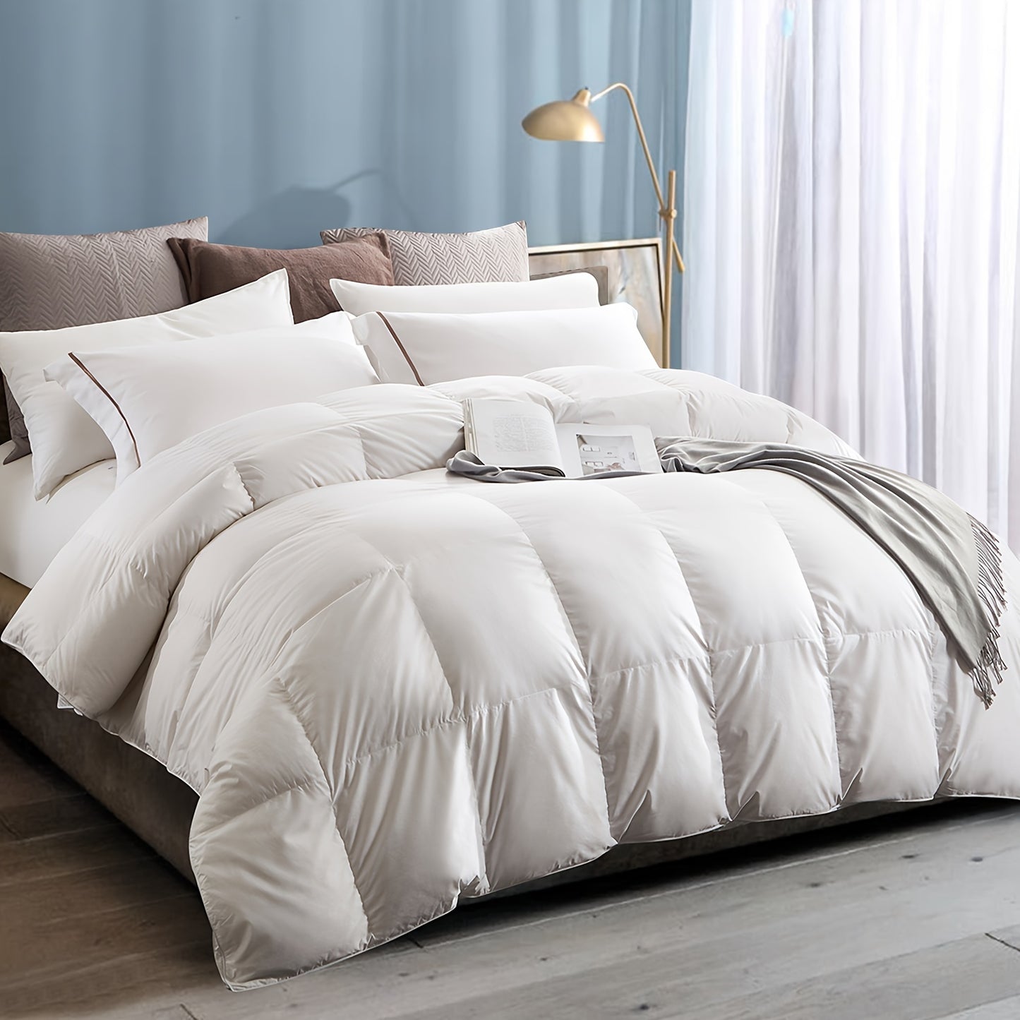 1pc Premium Down Duvet Filled With 90% Down And 10% Feather, Natural 100% Cotton Duvet Insert For All Seasons, Super Soft And Friendly To Skin, Bed Comforter Suitable For Home And Hotel (White, 135x200cm/155x220cm/ 200x200cm/