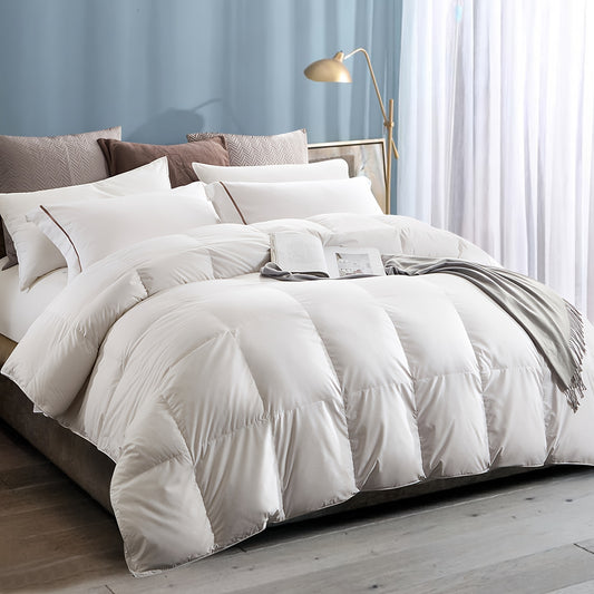 1pc Premium Down Duvet Filled With 90% Down And 10% Feather, Natural 100% Cotton Duvet Insert For All Seasons, Super Soft And Friendly To Skin, Bed Comforter Suitable For Home And Hotel (White, 135x200cm/155x220cm/ 200x200cm/