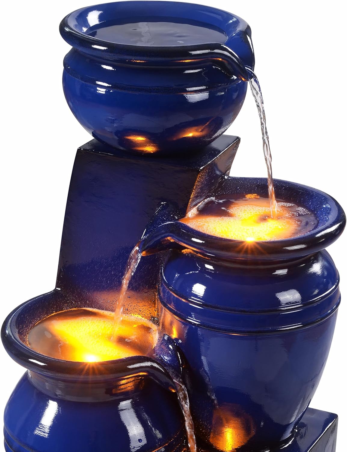Teamson Home 73 cm 4-Tier Cascading Bowl Zonne-energie Water Fontein voor Outdoor Woonruimtes, Navy