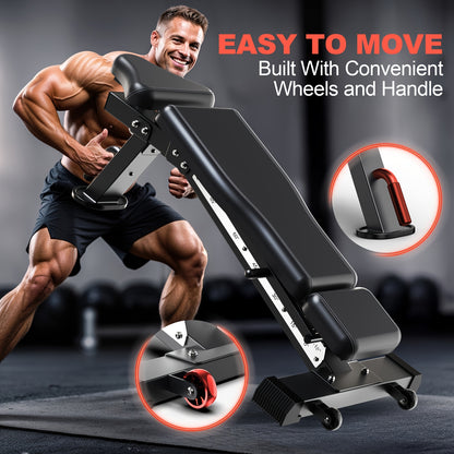 1 VOWVIT Folding Weight Bench | Adjustable Multifunctional Training Bench, Stainless Steel, Universal Fit for Full Body Workouts