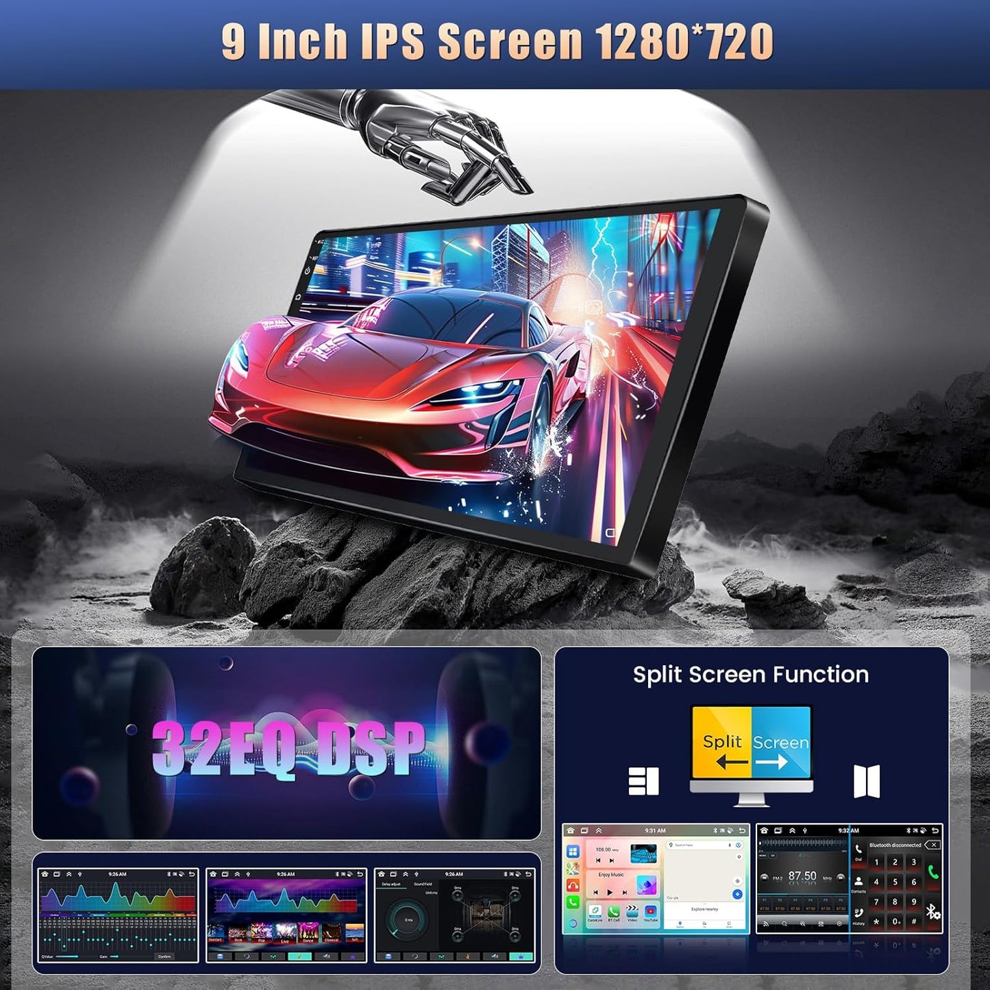 Autotuner – Autoradio – Android Radio – Navigatiesysteem – Multimedia Speler – 9 Inch Touchscreen – Draadloze CarPlay & Android Auto