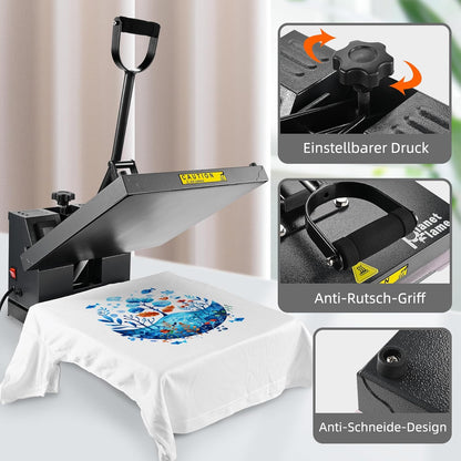 Professionele sublimatiemachine – Hittepers – Sublimatiepers – Thermopers – Transferpers – Voor Hoeden, T-Shirts En Hout – 38 x 38 cm – 1600 W
