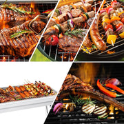 Houtskoolgrill - Barbecue - Houtskoolbarbecue - Buitenkeuken - voor 5-10 personen - Campinggrill - Inklapbaar - Opvouwbare - Draagbare - voor Camping - Tuin - Picknick - Feest - RVS - 73 x 33 x 71 cm - Zilver